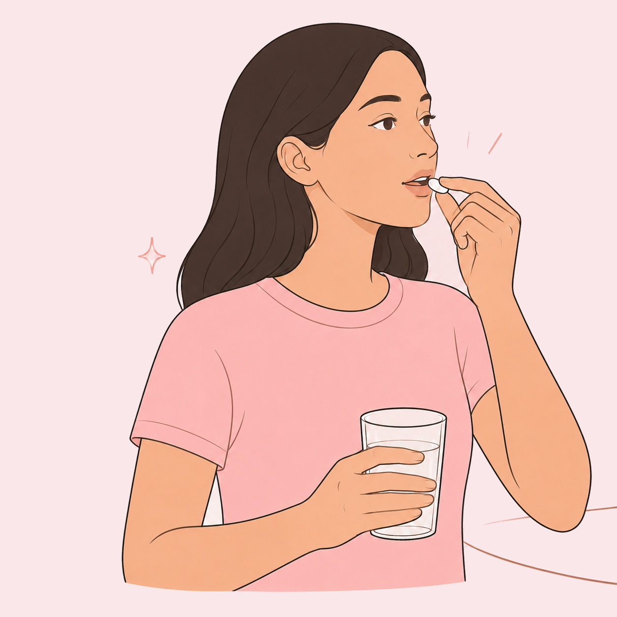 Woman taking a birth control pill